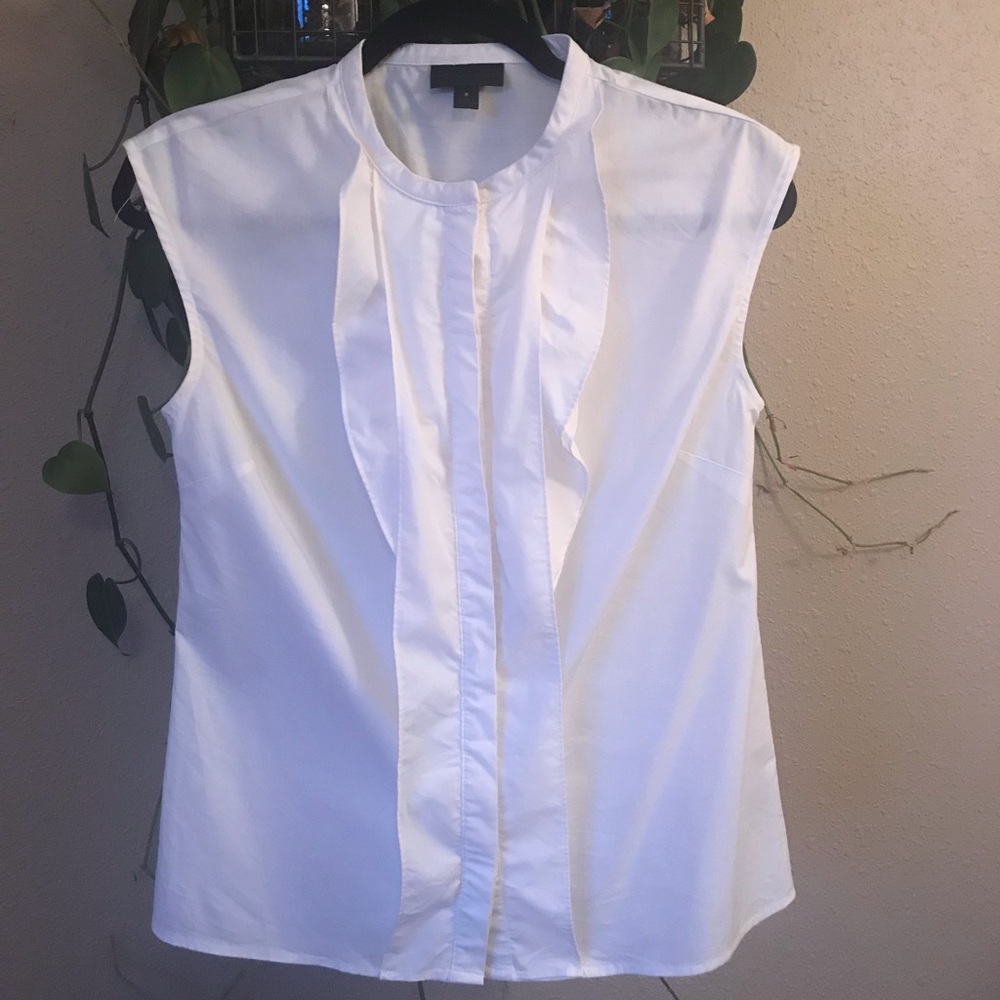 White Button Down Sleeveless Blouse